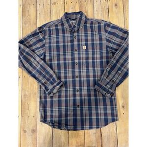 Carhartt Men's Blue Plaid Relaxed Fit Flannel sz Small EUC